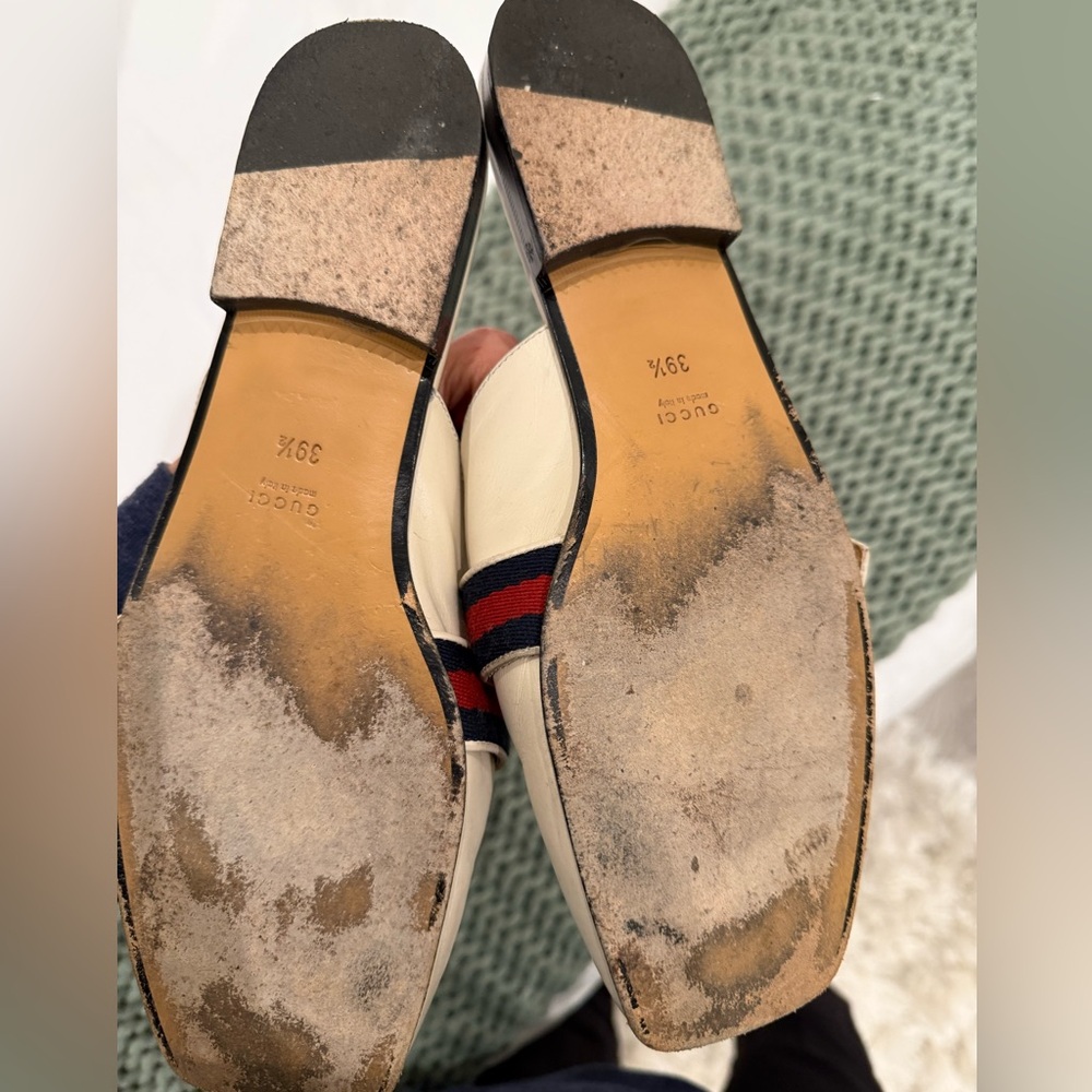 Gucci Off-white Leather Peyton GG Mules - Picture 6 of 6